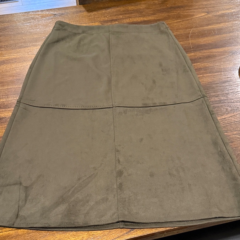 Max Studio Dark Olive A-Line Skirt